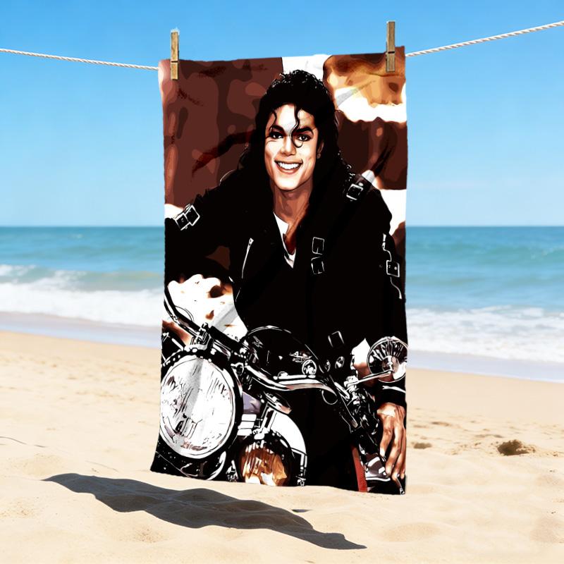 Michael Jackson Motorcycle Stylish Digital Printing Beach Towel Quickdrying Absorbent Blanket For Beach Pool Gym Travel
