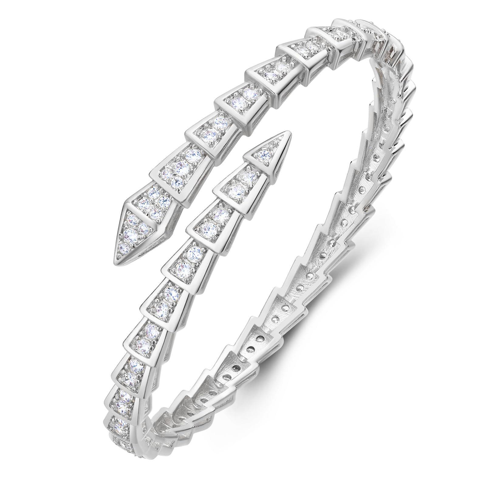 

Роскошный женский браслет из циркония в виде змеи