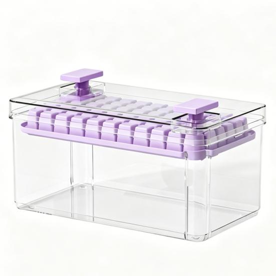 

Ice Tray with Lid Easy Release Large Ice Cube Mold PET No Odor Ice Cube Maker Press to Demold Ice Tray for Party Family 1 фіолетовий