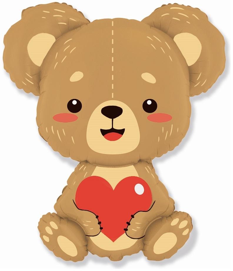 Foil Balloon 24 Fx - Teddy Bear with Heart