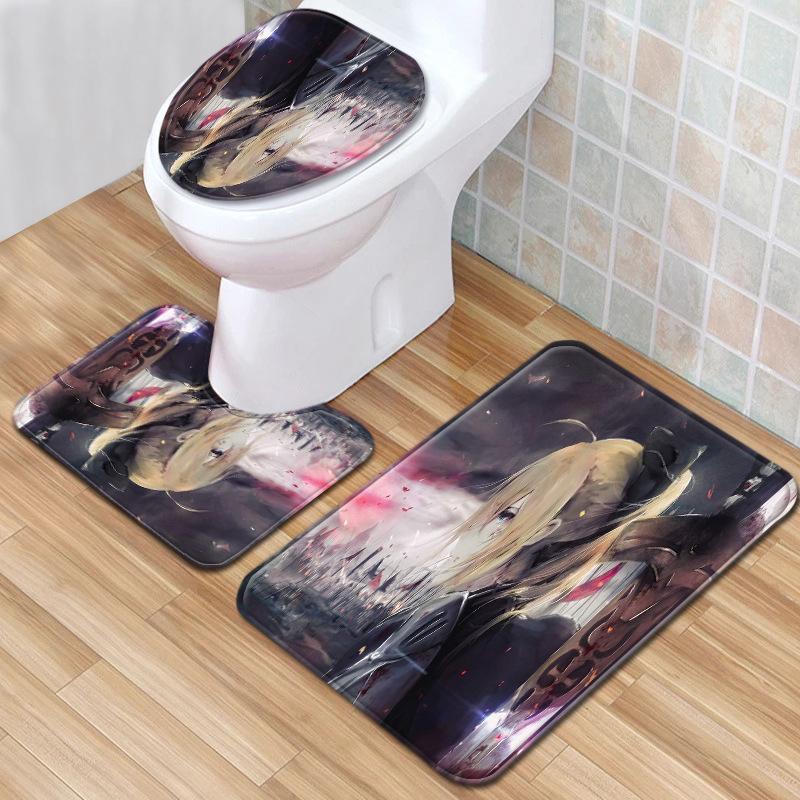 Animation Bathroom Floor Mat Three-Piece Bathroom Carpet Toilet Mat Set Door Mat Bathroom Non-Slip Mat