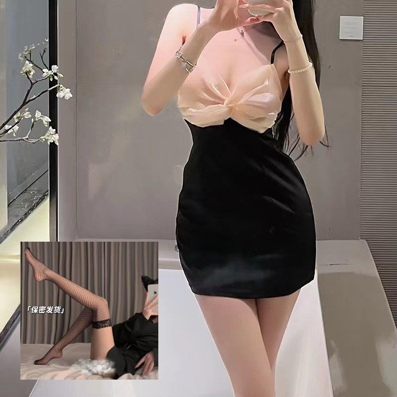 New sex nightclub spice girl beautiful back bow pure desire neck sling female short sexy wind chest secretary summer