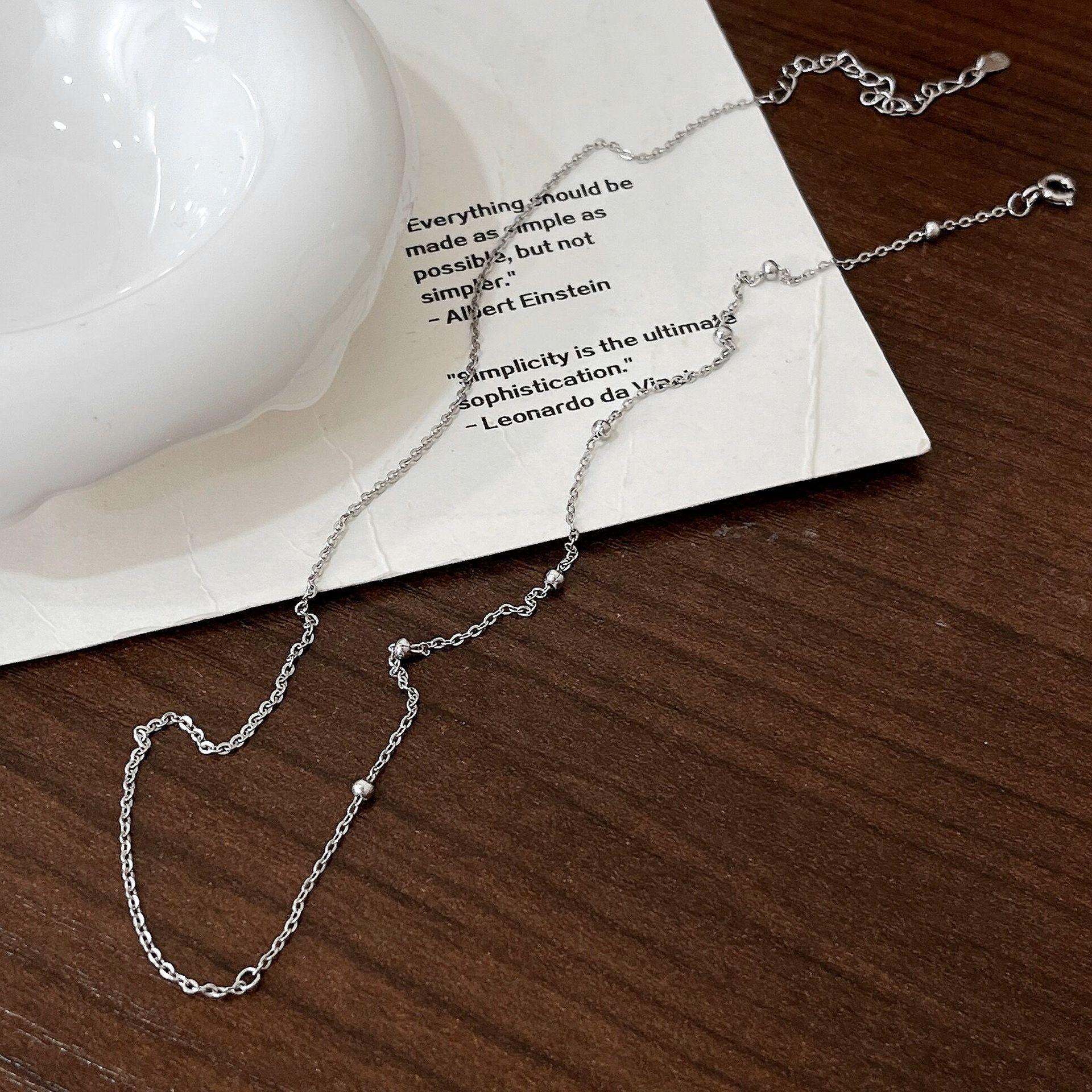 

Sterling Silver S925 Layered Round Bead Necklace – Trendy Clavicle Chain Jewelry Design. Sterling Silver