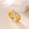 Luxury Cross Cubic Zirconia Stainless Steel Ring for Women Mama 18K Gold-plated Anti Fading Rings Wedding Jewelry Accessories