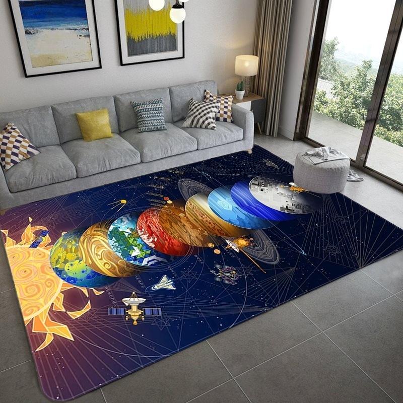 3D Solar System Children's Room Carpet Space Planet Carpet Children's Bedroom Anti-slip Mat Home Decoration Play Crawling Mat