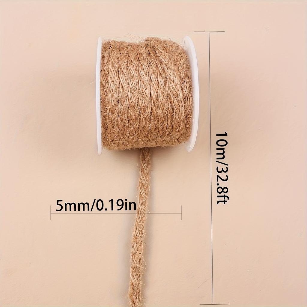 Khaki Geflochtenes Jute Garn - 5mm Dick, DIY Vintage Bastel Schnur für Geschenkverpackung & Bekleidungszubehör