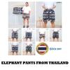 Elephant Wide Legs Shorts Pants Plus Size Adjustable Elastic Waistband Strap Women Men Unisex Print Thailand Casual Beach Bohemian Retro Vintage