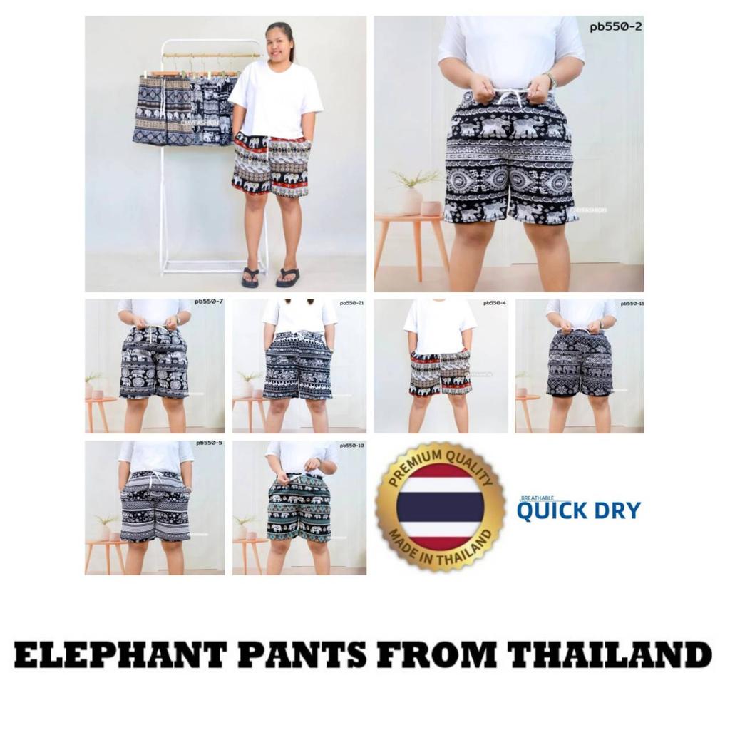 Elephant Wide Legs Shorts Pants Plus Size Adjustable Elastic Waistband Strap Women Men Unisex Print Thailand Casual Beach Bohemian Retro Vintage