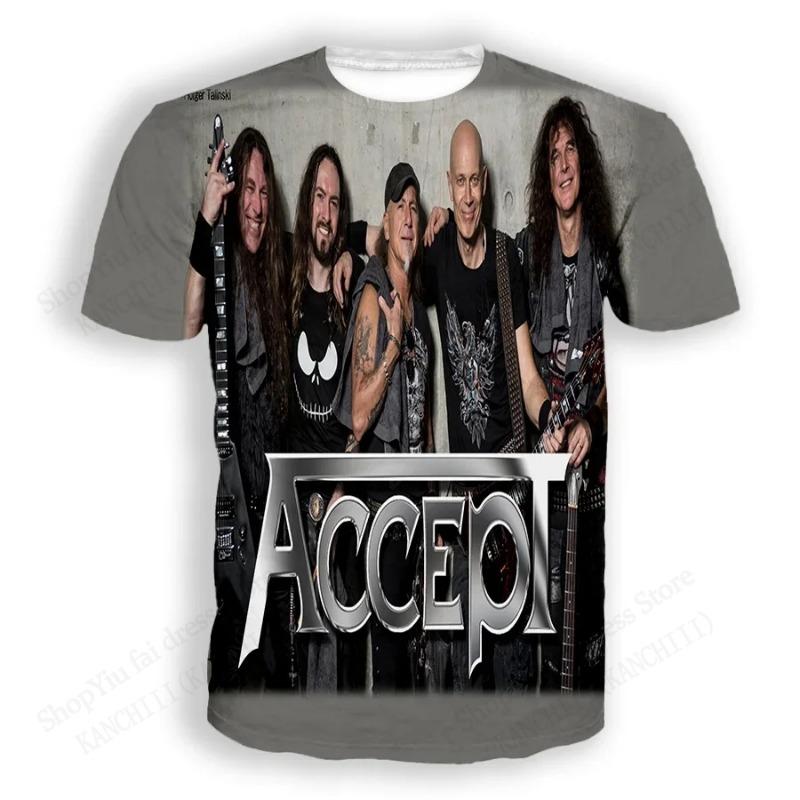 T-shirt Stampa 3D Rock Band Accept Uomo Moda Taglie Forti Manica Corta Bambini Hip Hop Sportive Top Magliette Abbigliamento Uomo Vintage