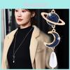 Elegant Korean Style Long Necklace With Pearl Drop And Star Moon Geometric Charm