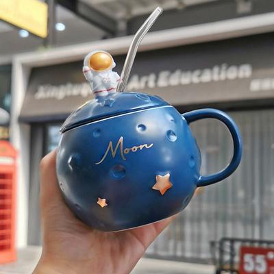 Special Spherical Mug Astronaut Design Ceramic Water Cup Coffee Cup Milk Cup Breakfast Cup Large Capacity