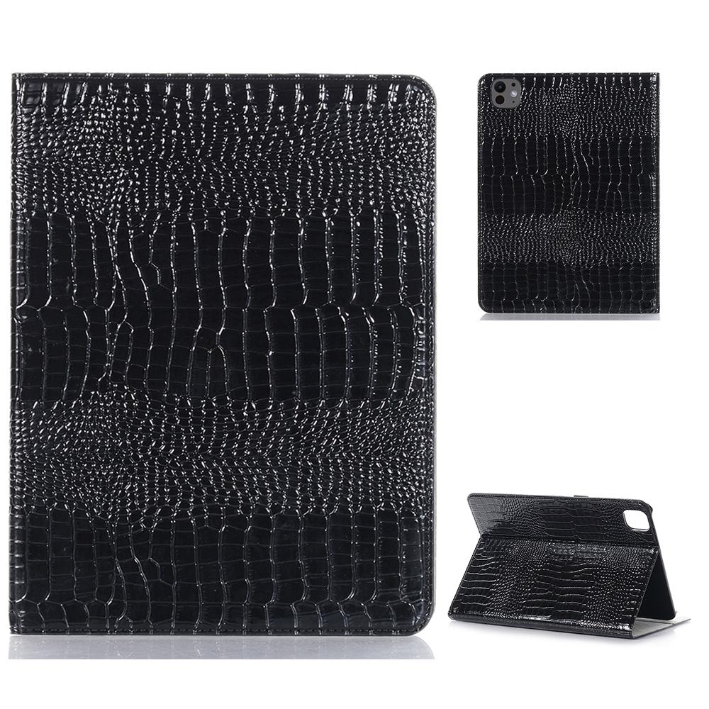 For iPad Pro 11 (2024) Case PU Leather Crocodile Texture Tablet Cover Auto Wake/Sleep