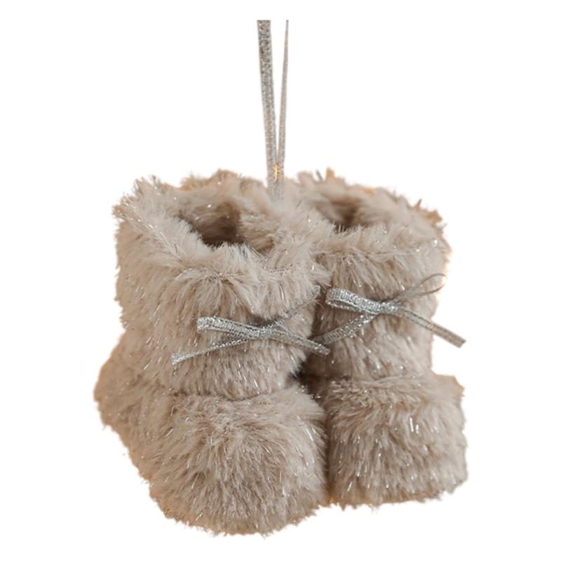 

Плюшевые рождественские сапожки, брелоки, украшение для праздничной елки и дома, аксессуары для фестивальных вечеринок серый