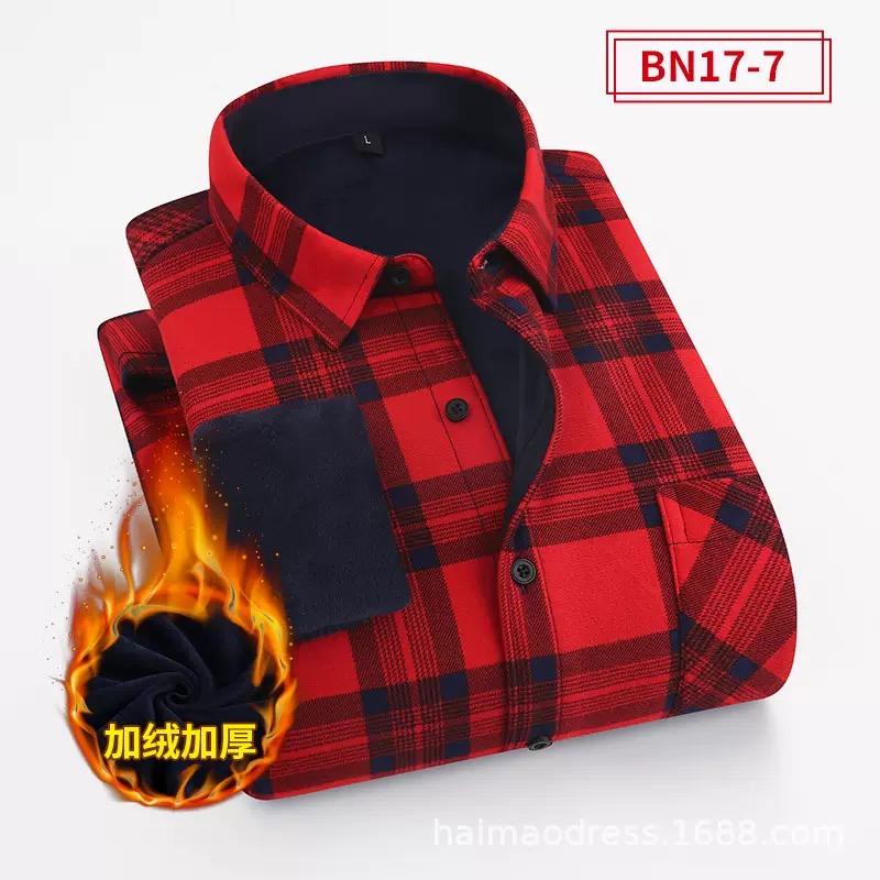 Winter New Fashion Trend With Thick Fleece and Warm Plaid shirt For Men's Casual Loose Sports Plus Large Size High-Quality Shirt