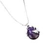 Sturdy Butterfly Crystal Necklace With Amethyst Gemstones Drop Pendant Clavicle Chain Charm For Formal Event