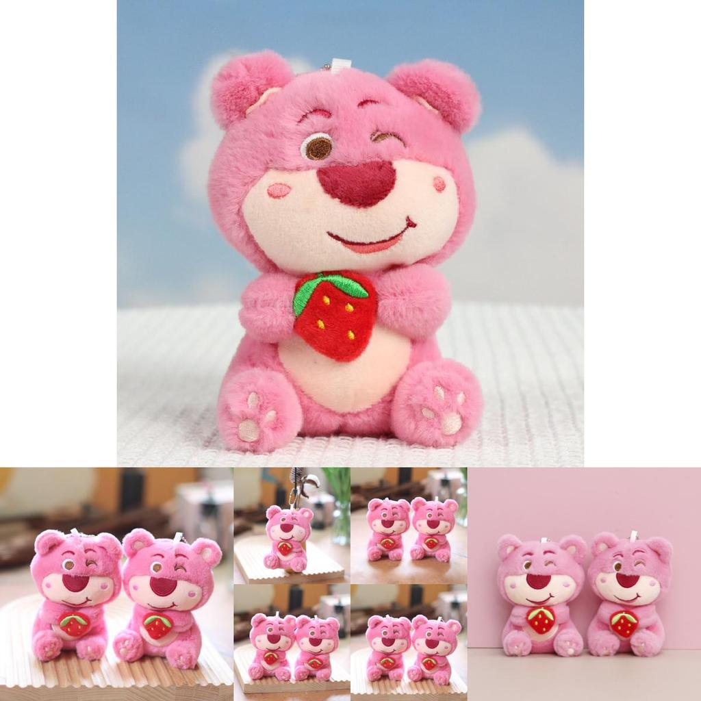 Adorable Pink Strawberry Bear Plush Keychain Soft And Cute Toy For Bag Or Purse Decoration