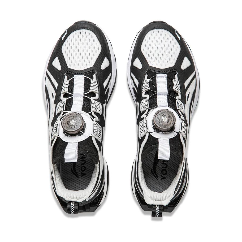 Li Ning Kinder Flowing Fire Bequeme Einfache Rutschfeste Verschleißfeste Low-Top Freizeitschuhe Kinder Freizeitschuhe Schwarz Weiß YKCU040-1