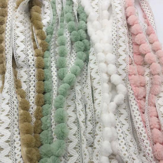 1m DIY Pom Pom Ball Tassel Fringe Trim Edging Sewing Upholstery for Curtain Trim