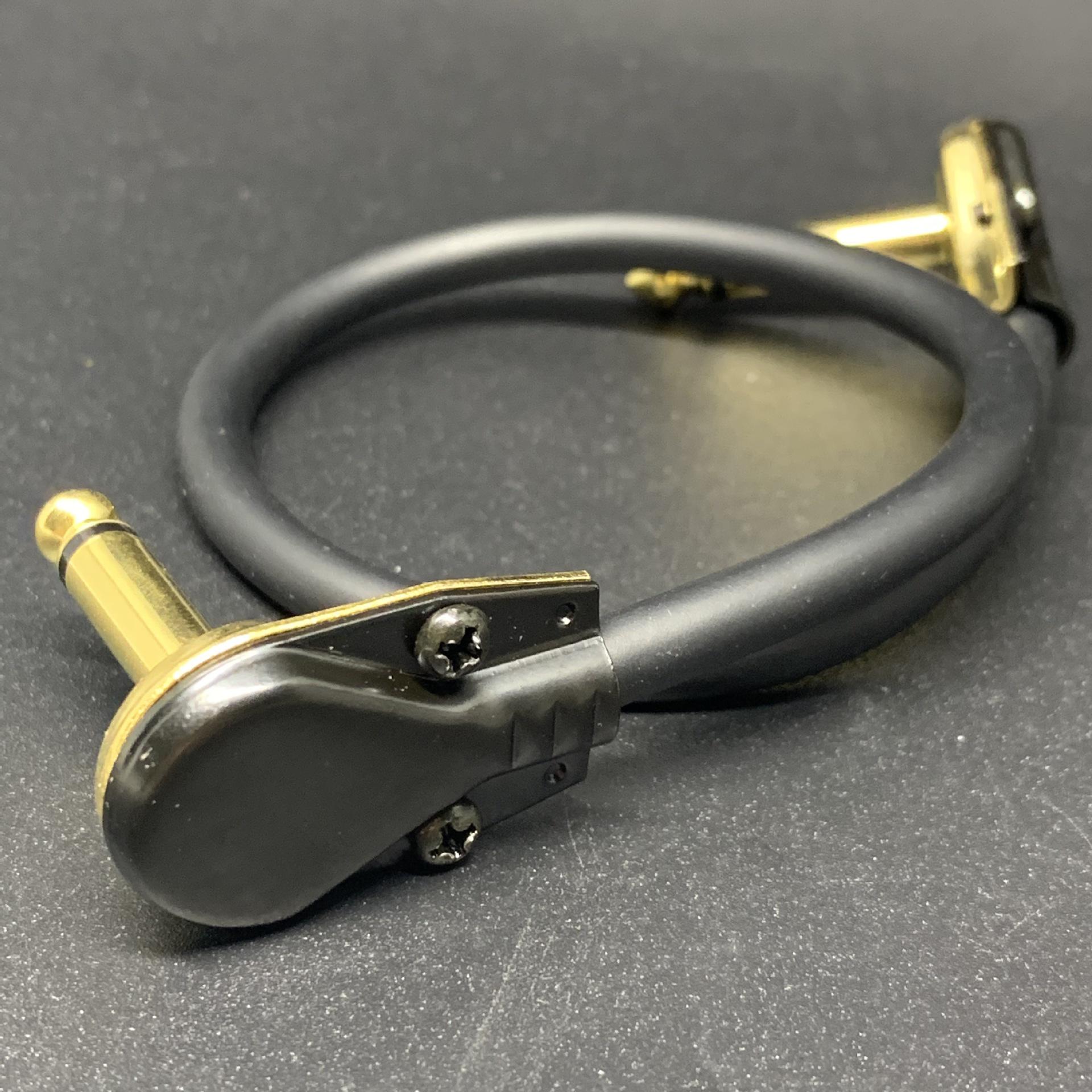 Guitar Cable 6.35mm Flat Head Gold-Plated Connector, Black, 30CM/15CM, for Pedal Connections. 15CM