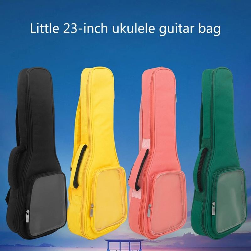 23 Inch Clear Side Pocket Ukulele Small Guitar Plus Cotton Gig Bag Ukulele Storage Tote Bag Ukulele Container Carry Case