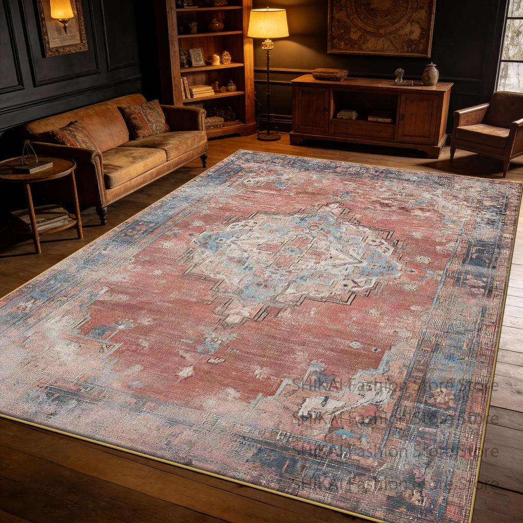 Light Brown Vintage Persian Large Living Room Carpet Decoration Home Easy Clean Soft Rug Easy Cleaning Fluffy Coffee Tables Mats