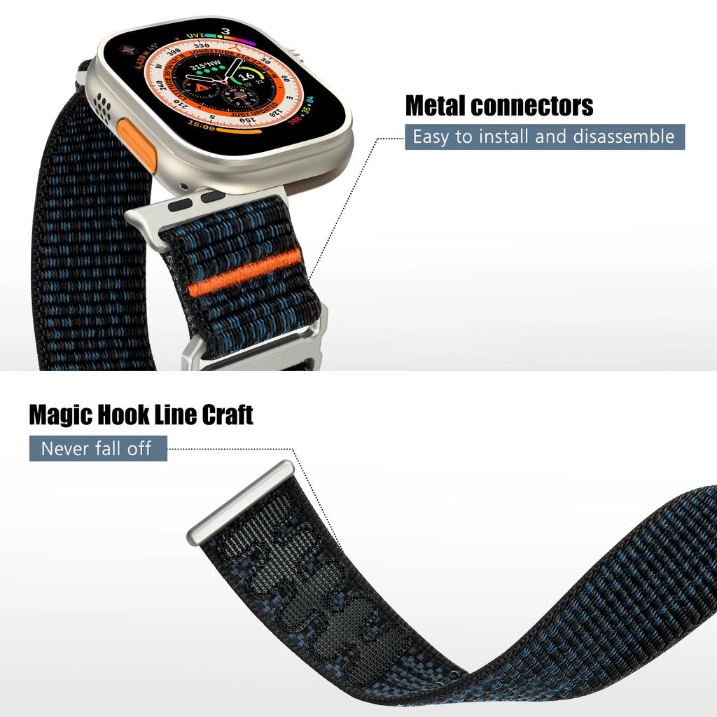 Nylom Trail Loop Armband für Apple Watch Ultra 2 1 49mm 45mm 44mm 42mm Sportarmband für iWatch Series 9 8 7 6 5 4 se 40 41mm Correa