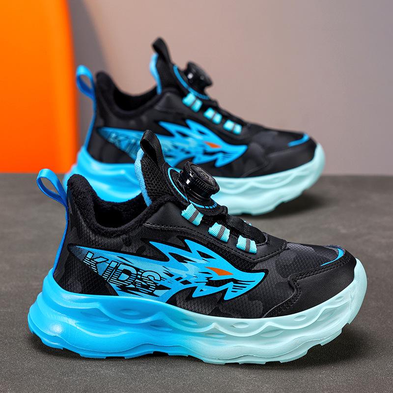 

Boys Winter 2025 Sports Shoes: Knob Buckle, Non-slip, Wear-resistant, Comfortable for Middle and Big Kids. 35 синій/чорний