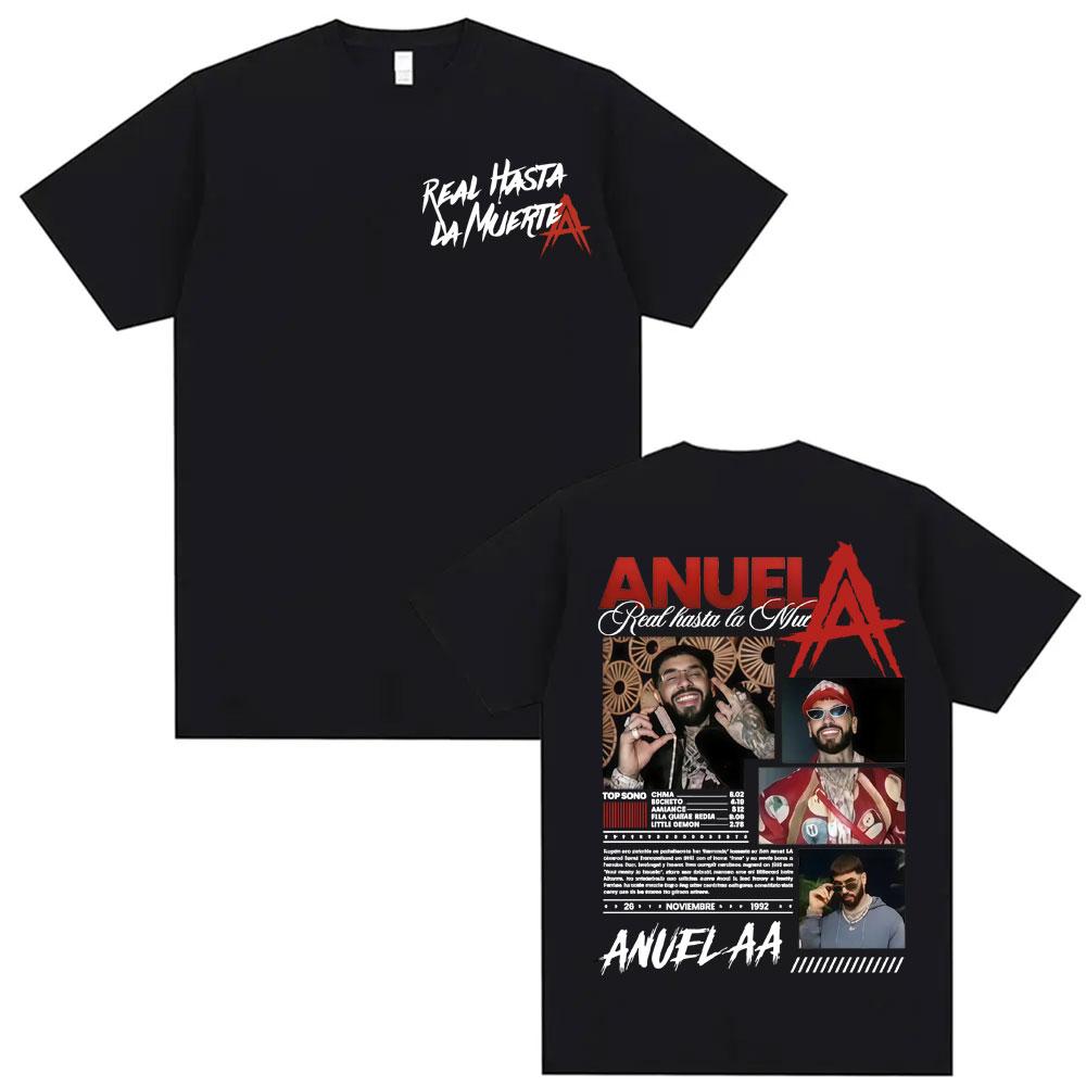 Rapper Anuel AA Real Hasta La Muerte World Tour Merch T Shirts Men Women Fashion Hip Hop Tshirt Streetwear Casual Tshirts
