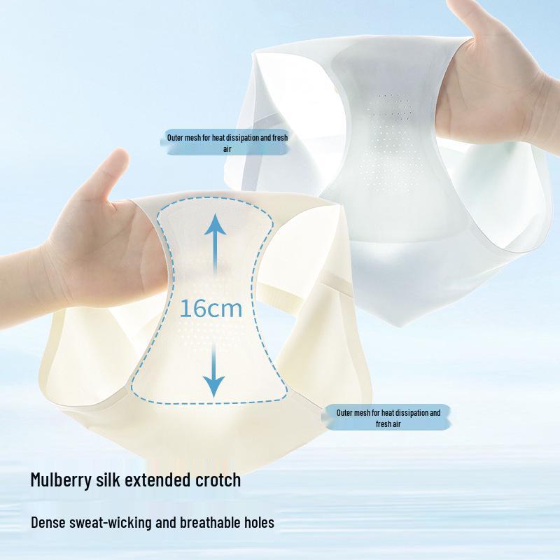 10A Quality Mid-Waist Ice Silk Seamless Panties for Women - Soft, Antibacterial Mulberry Silk Crotch