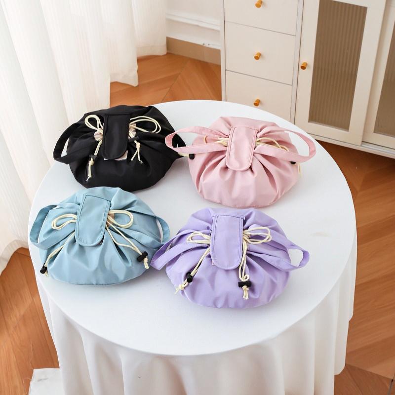 1PC Drawstring Waterproof Bucket Large Capacity Cosmetic Fashionable Makeup Fashionable Bag Portable Organizer High-End 30x17cm