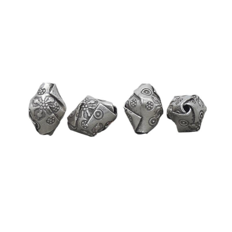Thai Handmade Sterling Silver Square Flower Spacer Bead for DIY Bracelet Accessories