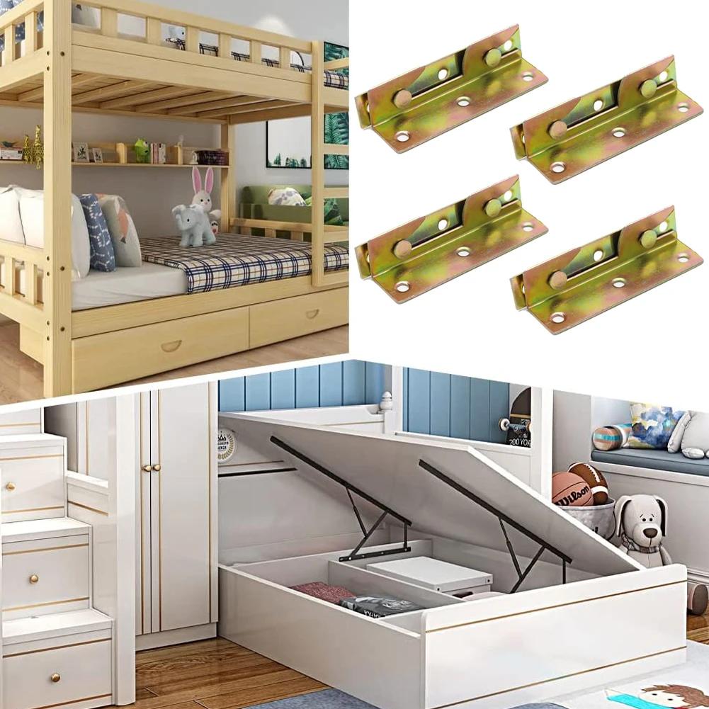 4 Sets Non-Mortise Bed Furniture Hinge Fixing Connector Rail Bracket For Insert Accessories Pendant Cabinets Countertops