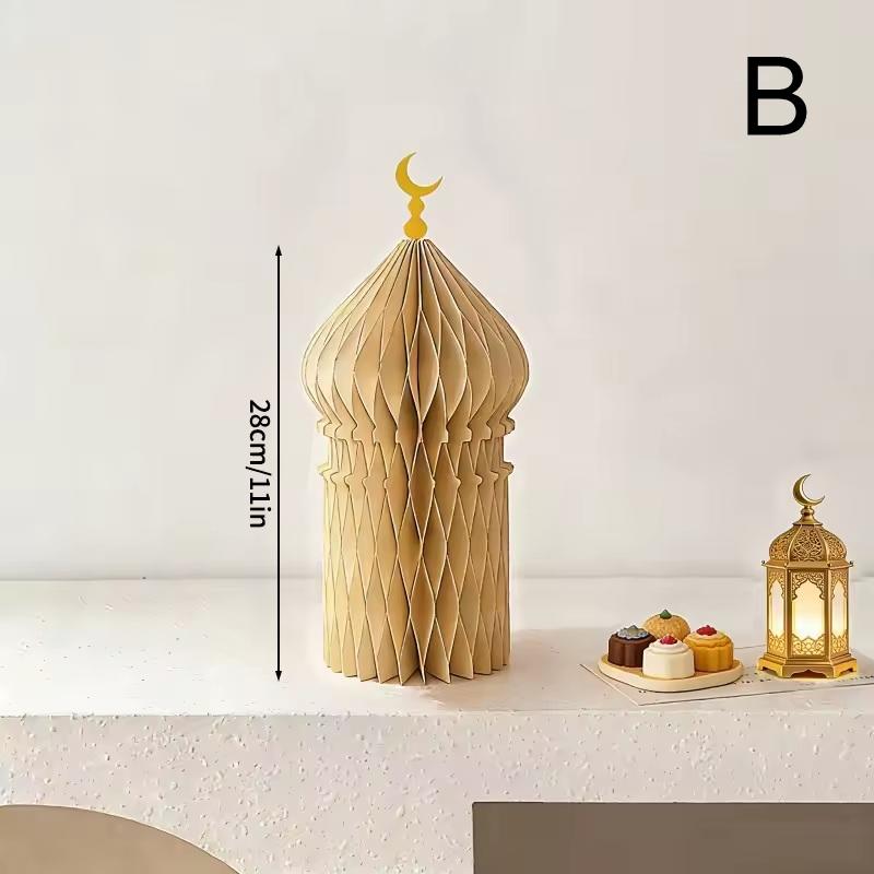 Ramadan Paper Art Desktop Decoration Castle Decoration 3D Honeycomb Castle Eid Al Fitr Party Stars Castle Party Products Gifts