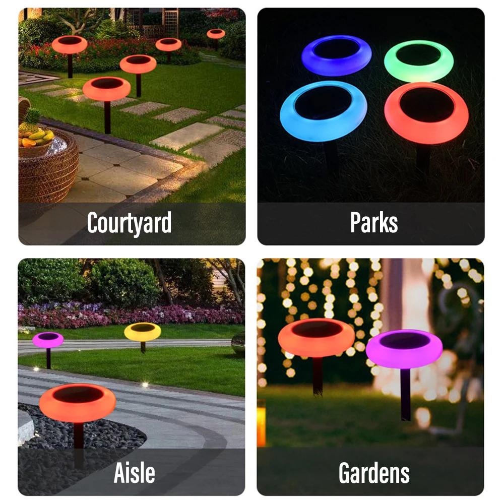Solar Powered UFO Shaped Ground Lamp Multi-coloured Light Waterproof Outdoor Light for Lawn Garden Landscape Pathway Park Home