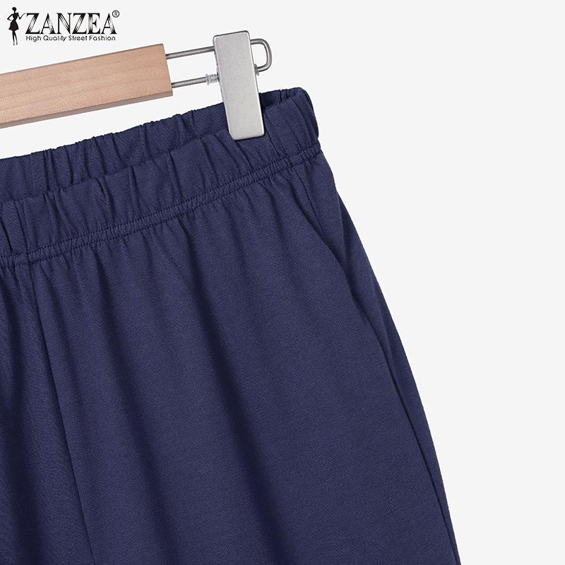 ZANZEA Damskie bluzki i spodnie Casual dwuczęściowe zestawy garniturów