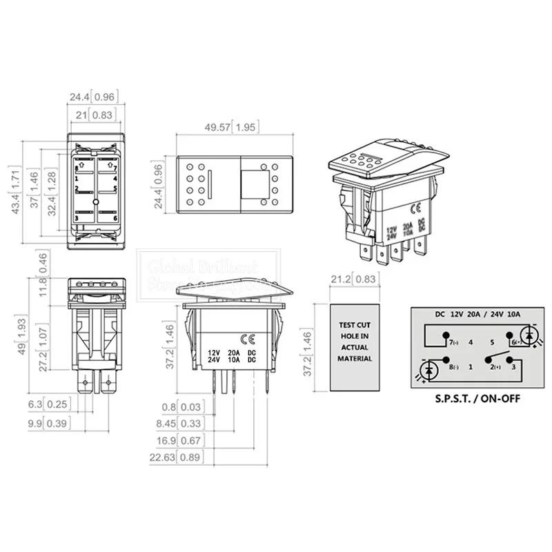 12V / 24V Car Boat Caravan Rocker Switches Waterpoof  Rocker Switch Dual Blue LED Light HORN ROOF LED LIGHT BAR