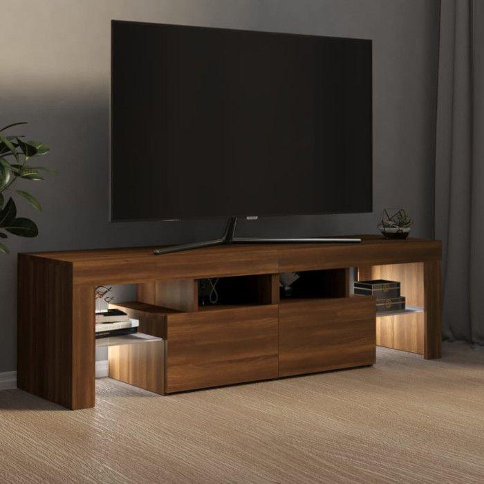 VidaXL TV-benk med LED-lys Brun eik 140x36,5x40 cm, TV-stativ, medieskap, hifi-skap, TV-enhet, enhet 822643
