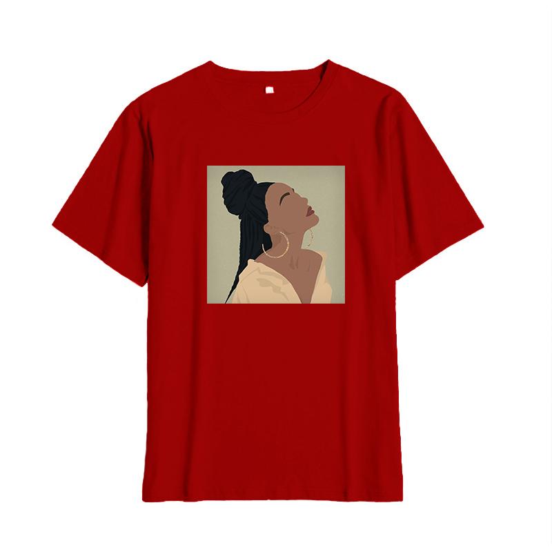 Shellsuning Summer Vintage Printed Cotton T Shirt Women Loose Short Sleeve Trend Tees Female Casual Streetwear All-match Basic Tops