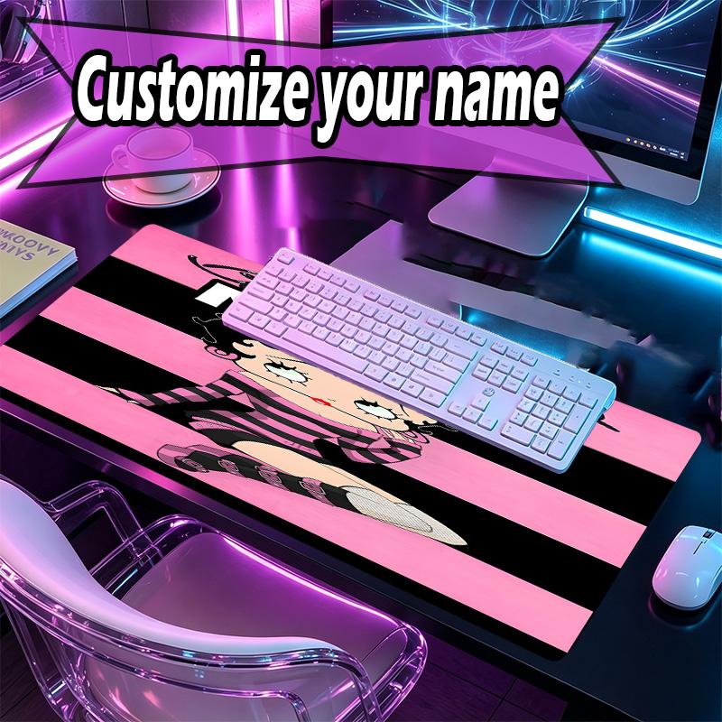 Custom Name Personalized Betty Boop Pattern Mousepad, Laptop PC Desk Mat, Decorative Desk Mat for Home Keyboard Pad Gift