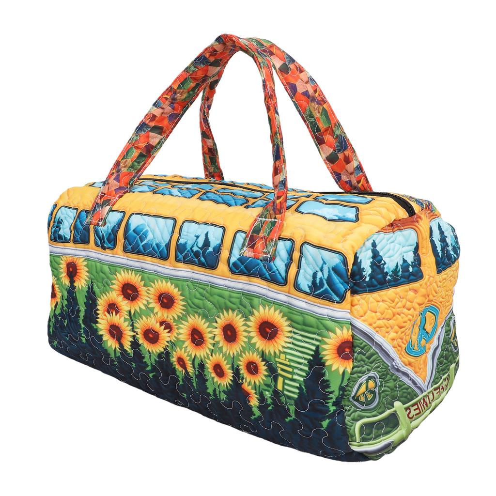 Journey Quilted Duffel Bag Boho Weekender Travel Bag Retro Floral Style for Picnics Camping Family Gatherings