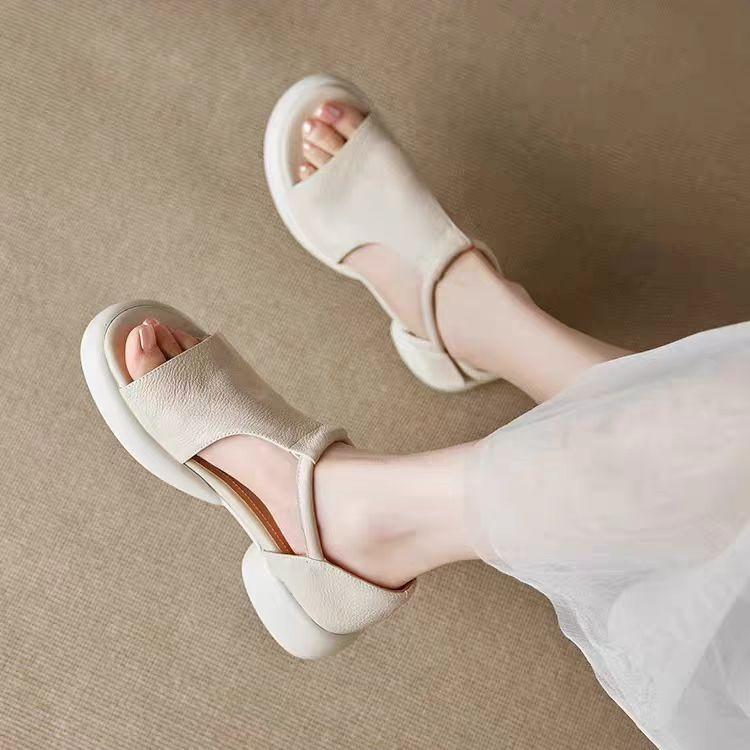 New women's one-pedal sandals casual solid color silver comfortable rubber sole large size women's shoes beach sandals