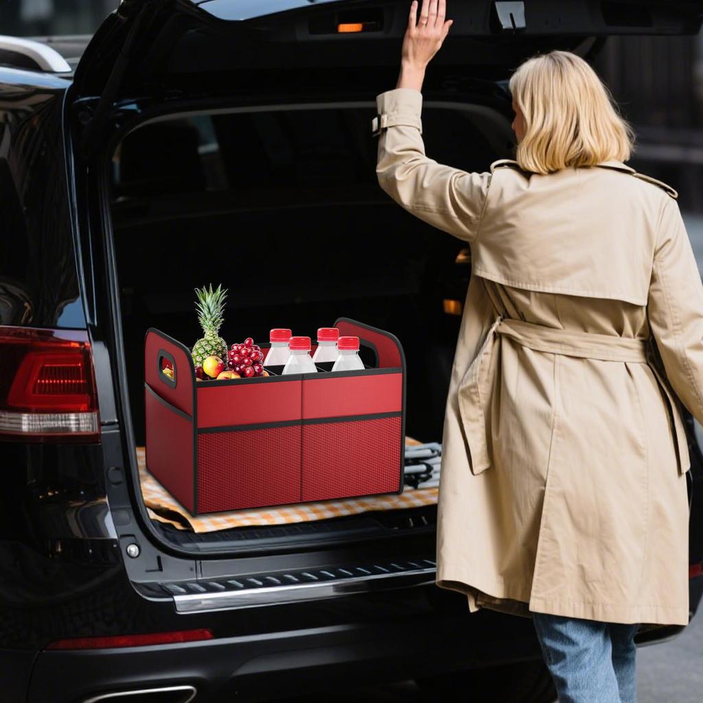 Trunk Organizer Foldable Cargo Storage For Back Of Car 30L Handled Waterproof Box Accessories Holder For Diaper Fruits