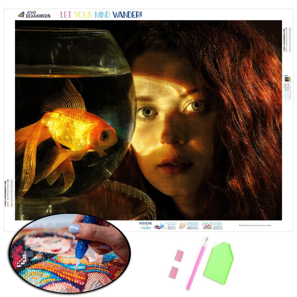 Diamond Embroidery Red Hair Girl Full Square New Arrival 3D DIY Diamond Painting Goldfish Picture of Rhinestone Stitch Cross Wall Art Home Decor