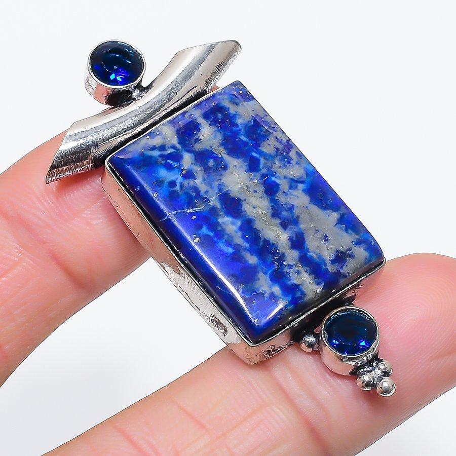 

Natural Lapis Lazuli, Topaz 925 Sterling Silver Jewelry Pendant 2.13 K2d49