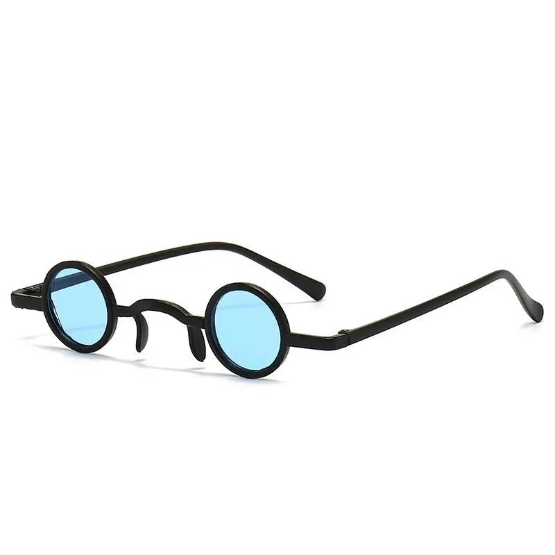 Vintage Rock Punk Man Sunglasses Classic Small Round Sunglasses Women Wide Bridge Metal Frame Black Lens Eyewear Driving 2023