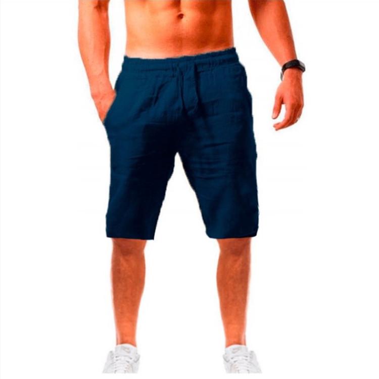 2026 Men s Summer Loose Fit Breathable Cotton-Linen Elastic Drawstring Shorts S