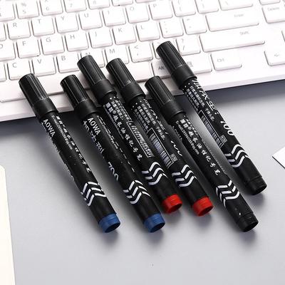 Large Capacity Black Red Blue Plastic Oily Waterproof Permanent Marker Pen