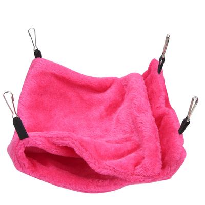 Two Layers Small Pet Hammock Soft Hanging Sleeping Bag Bed with Hook for Hamster Sugar Gliderrose Red L
