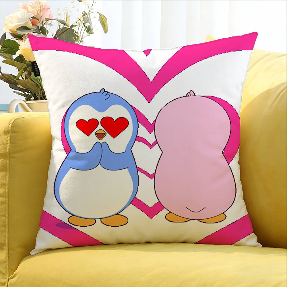 Cute Pudgy Penguin Various Sizes Square Pillow Case For Car Home Bedchamber Decor