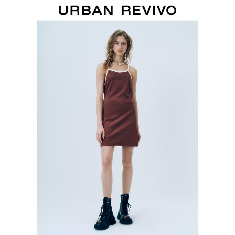 

UR Women s Retro Contrast Collar Letter Sling A-Line Dress L